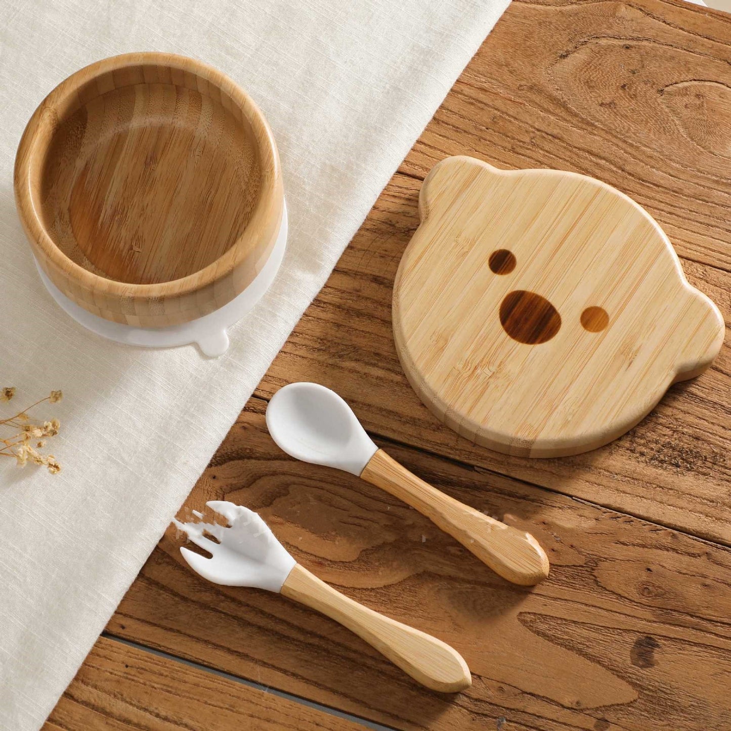 BearHug Bamboo & Silicone Bowl Set