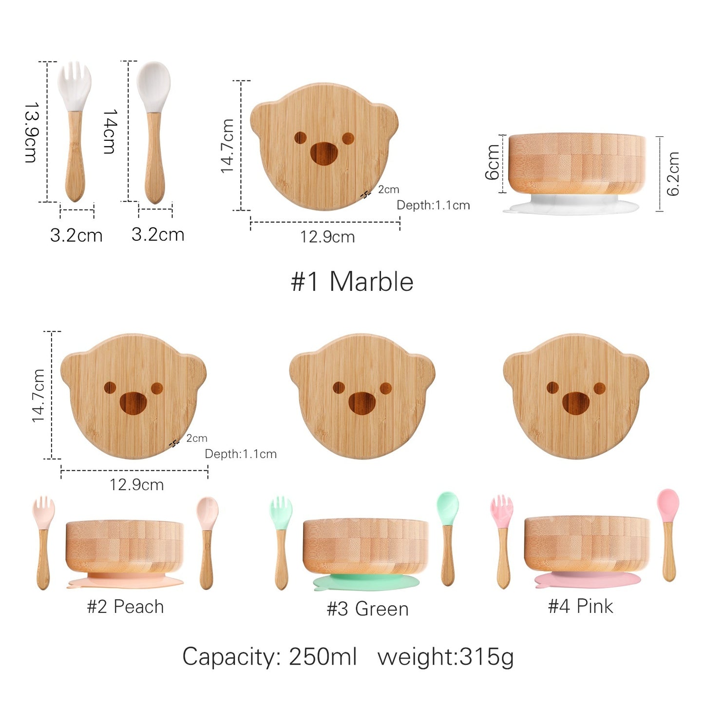 BearHug Bamboo & Silicone Bowl Set