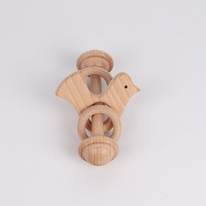 Natural Beechwood Rattle Teether